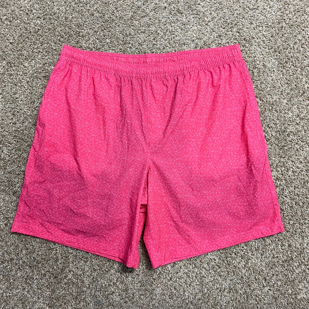 Chubbies Mens Pink Geometric Crosshatch Swim Trunks Shorts Size XXL 7" Inseam